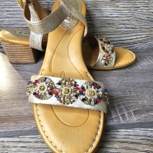 Born Women's Beaded Gold Leather Sandals